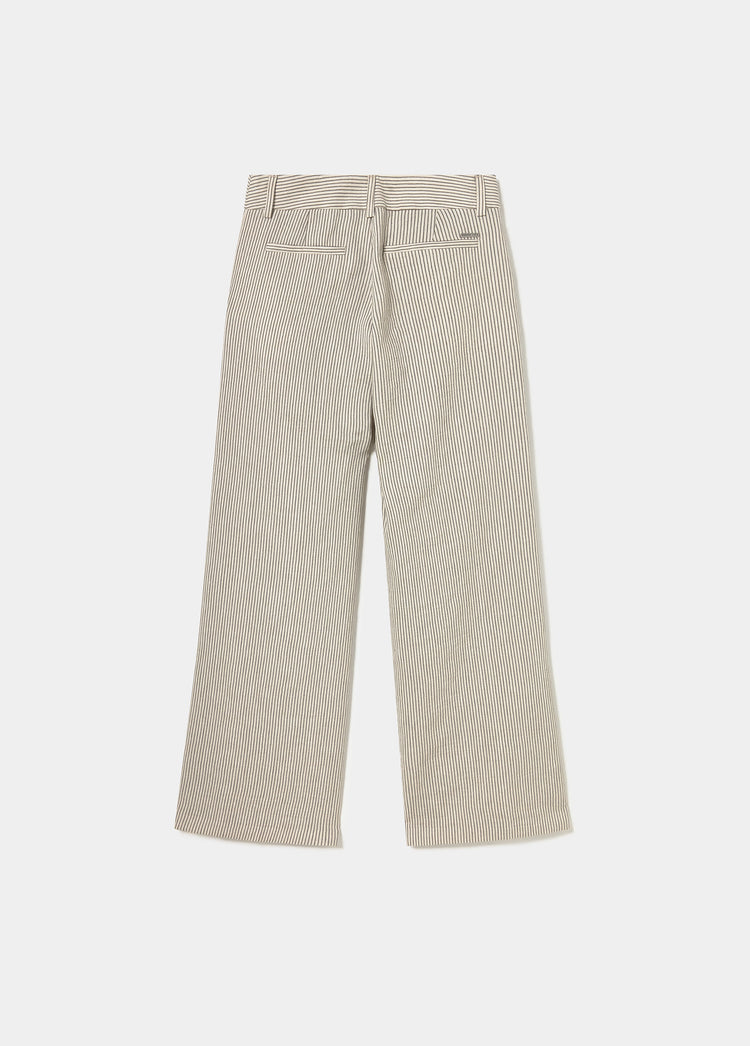 Linen pants with striped contrast trims