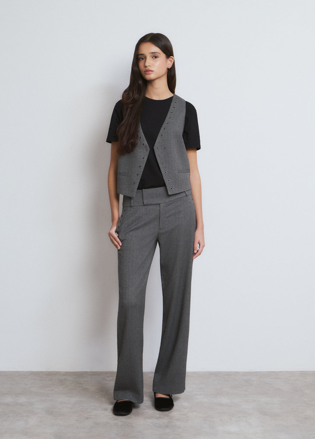 Herringbone eyelet pants