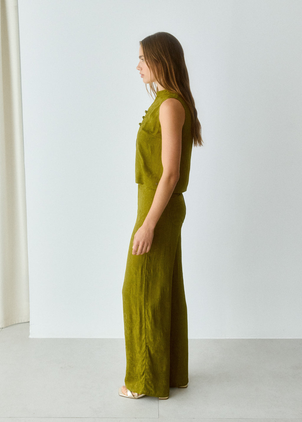 Satin jacquard pants