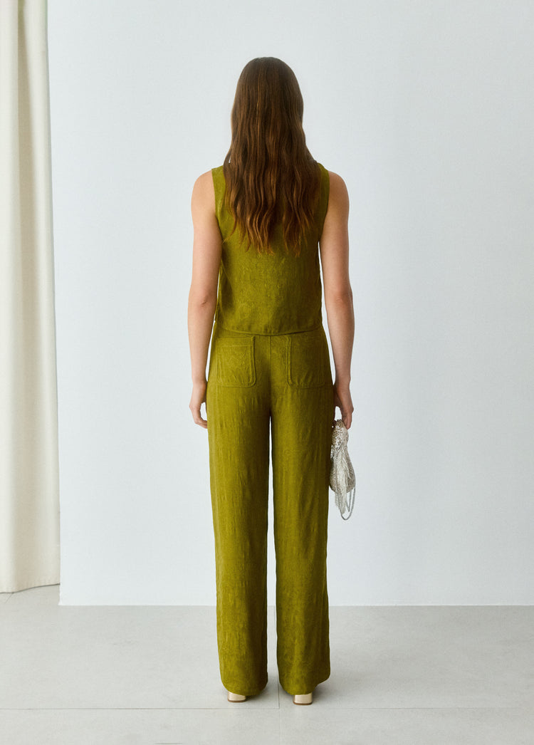 Satin jacquard broek