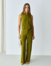 Satin jacquard pants