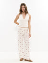 Long pants with embroidered border
