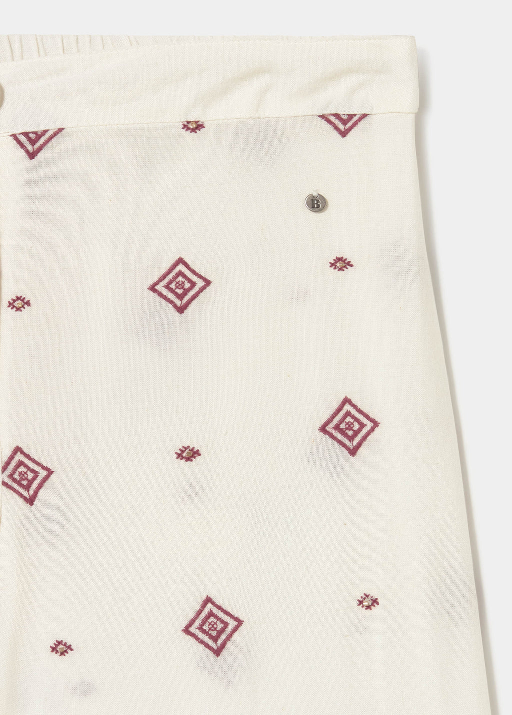 Long pants with embroidered border