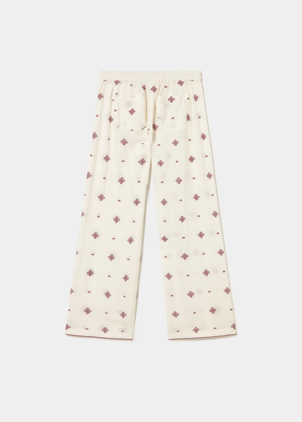 Long pants with embroidered border