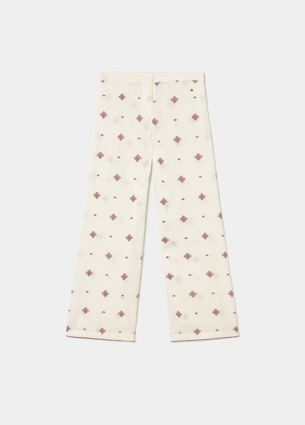 Long pants with embroidered border