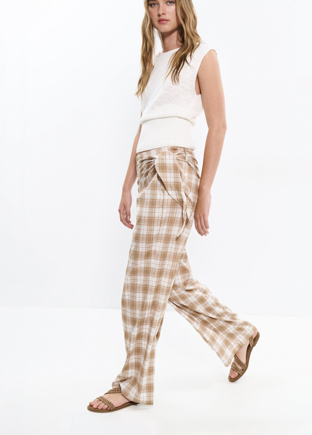 Checked Trouser with scarf detail