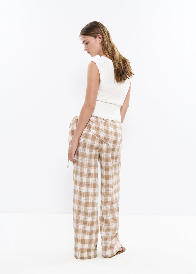 Checked Trouser with scarf detail