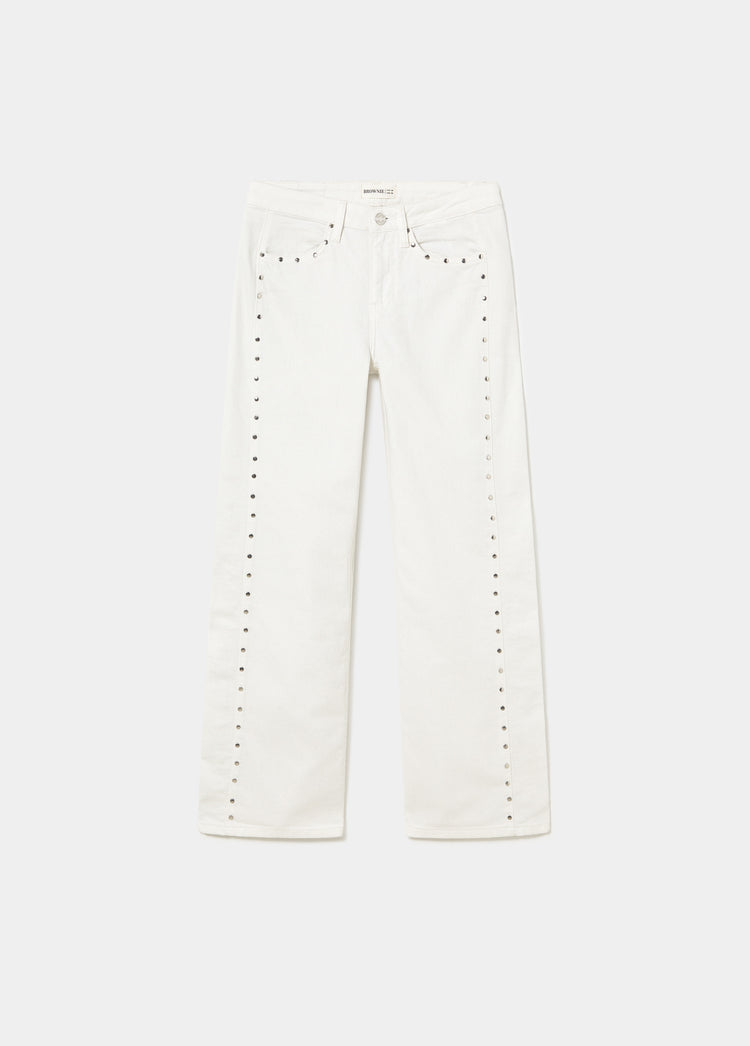 Broek met studs aan zijkant