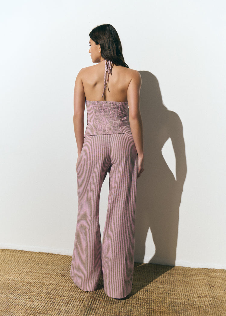 Wide waist striped pants