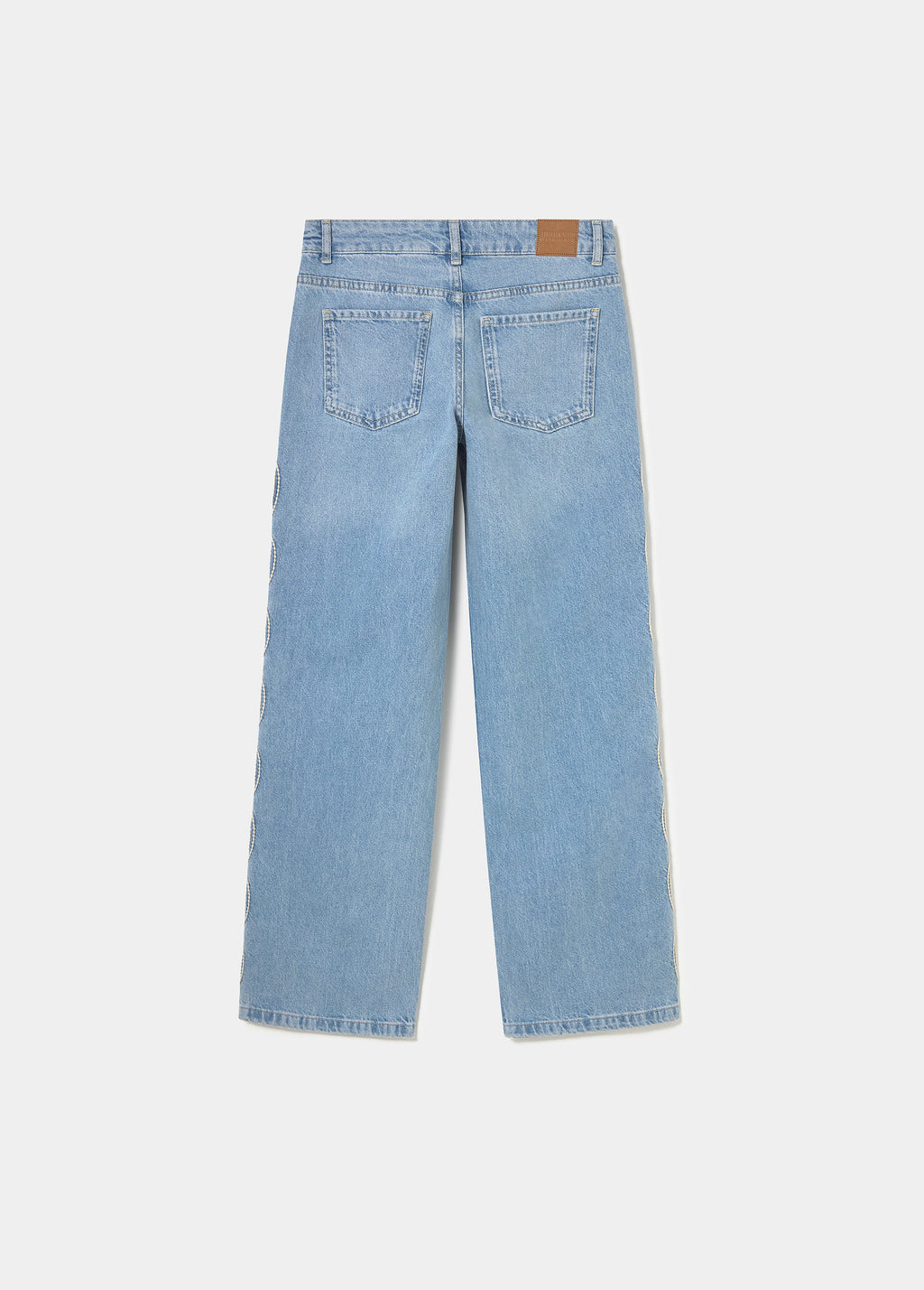 Straight pants with side embroidery