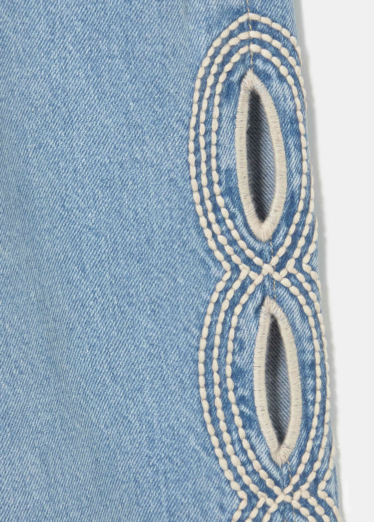 Straight pants with side embroidery