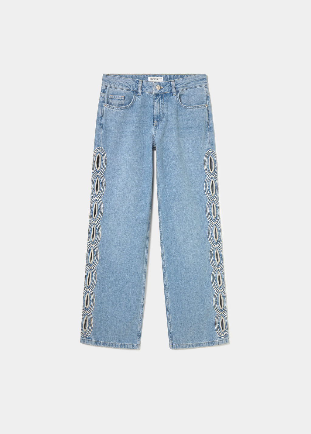 Straight pants with side embroidery