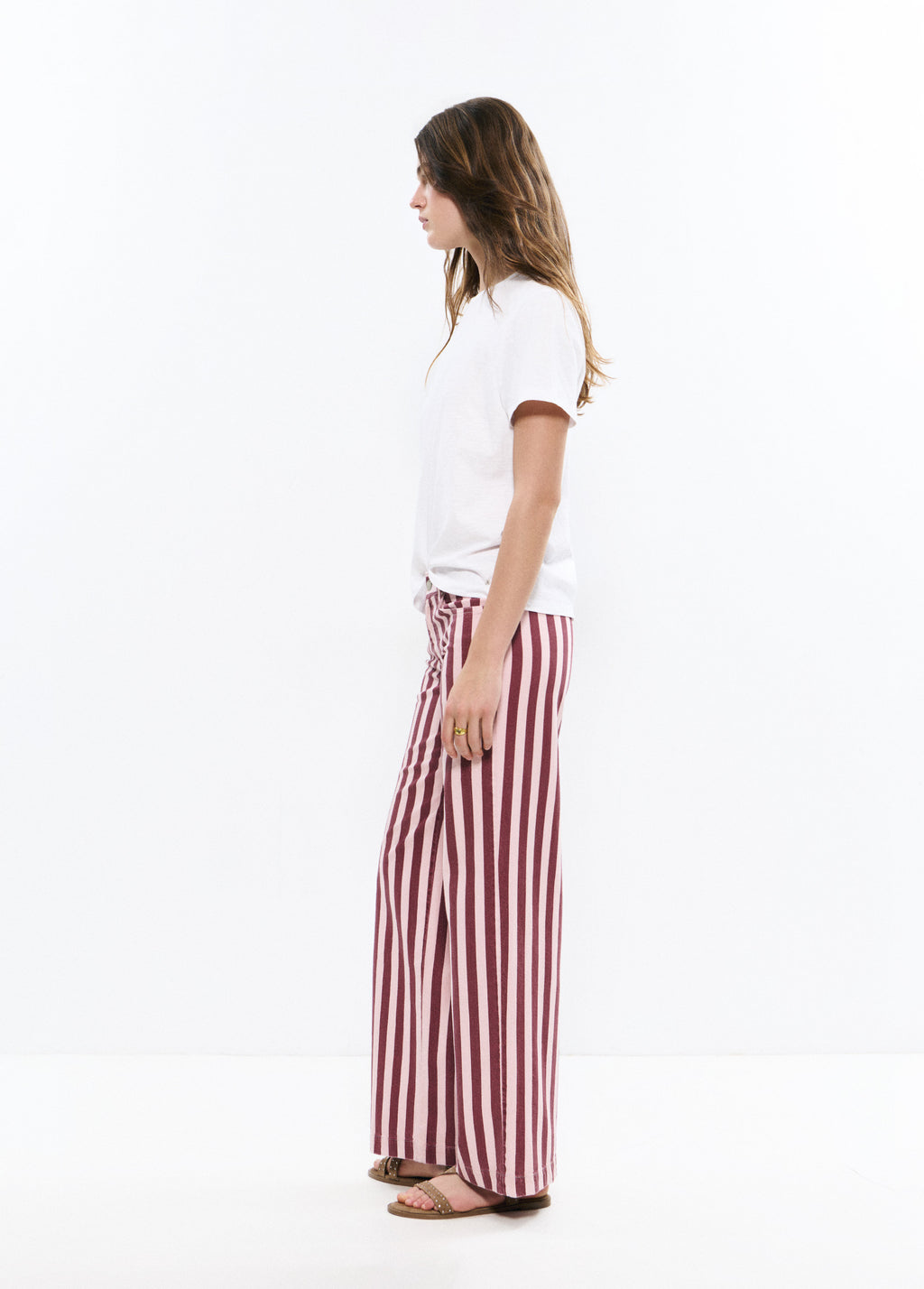 Striped printed straight pants