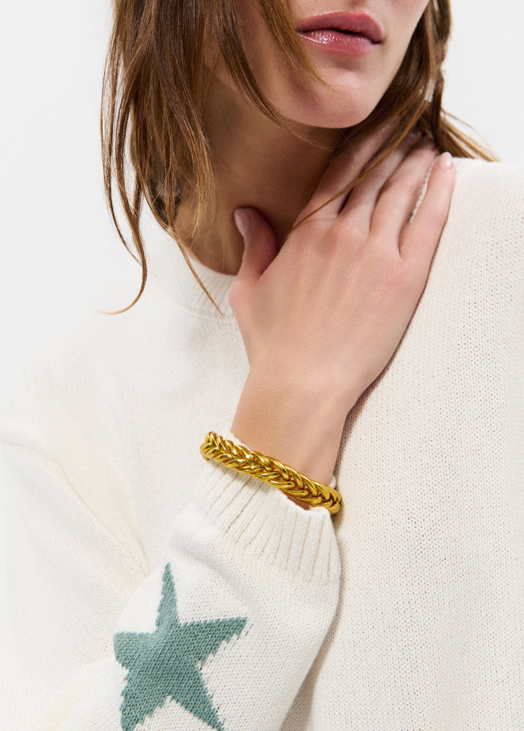 Braided gold leaf bracelet