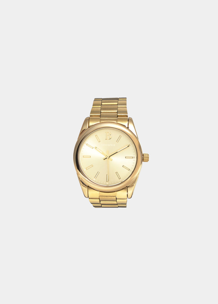 Reloj de pulsera de 32mm en oro con esfera clara y correa metálica