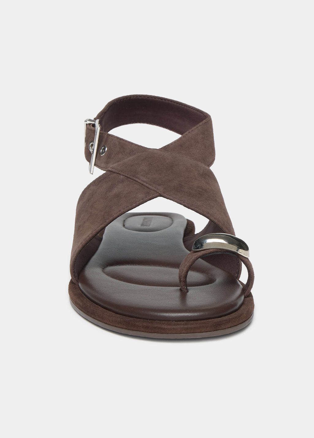 Flat Suede Sandal with Ring