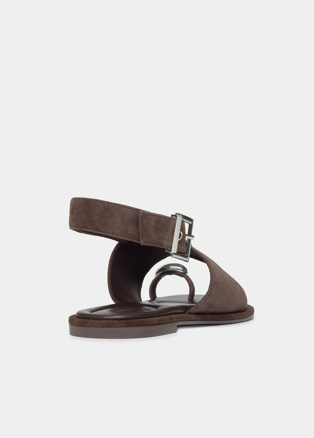 Flat Suede Sandal with Ring