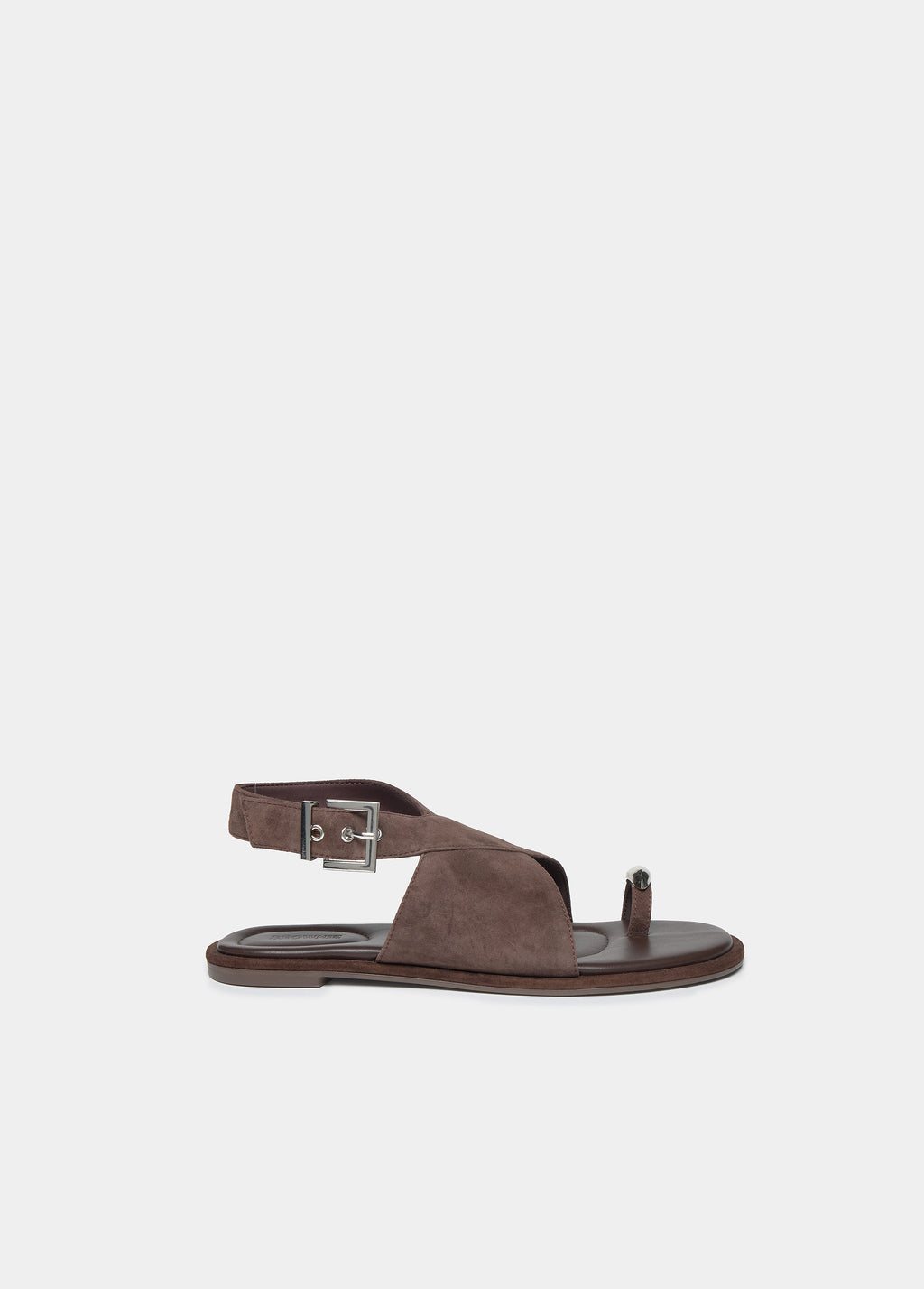 Flat Suede Sandal with Ring