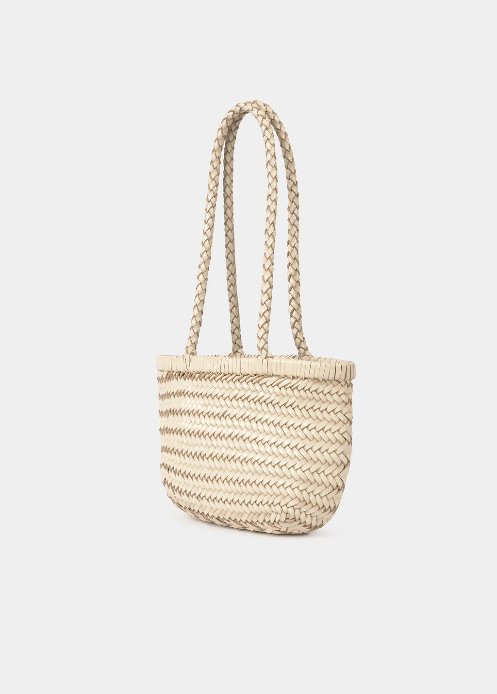 Small braided leather shopper