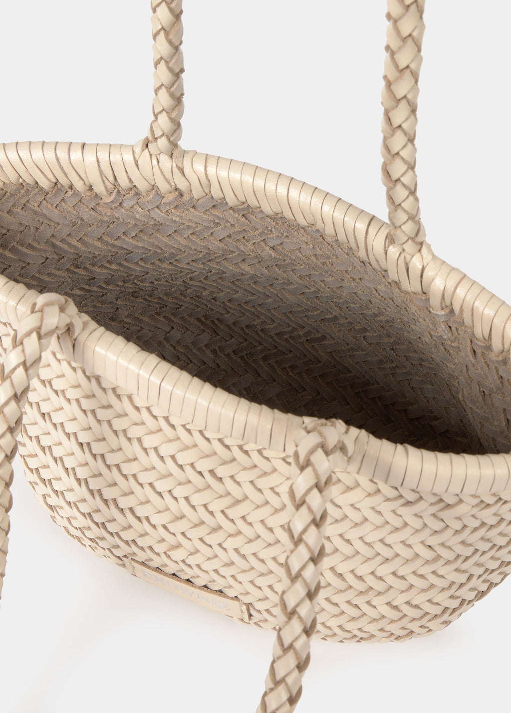 Small braided leather shopper