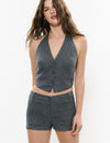Linen shorts with studs