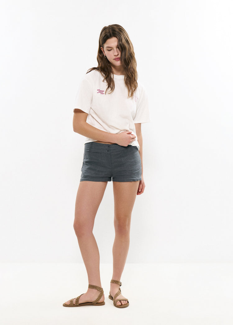 Linnen short met studs