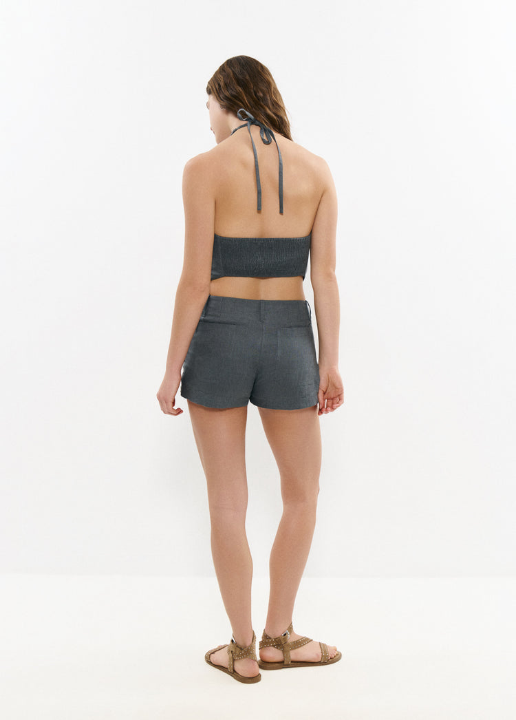 Linnen short met studs