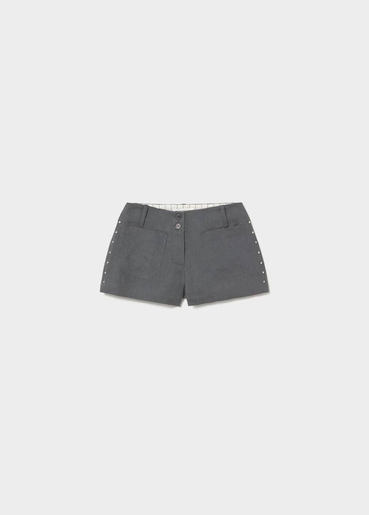 Linnen short met studs