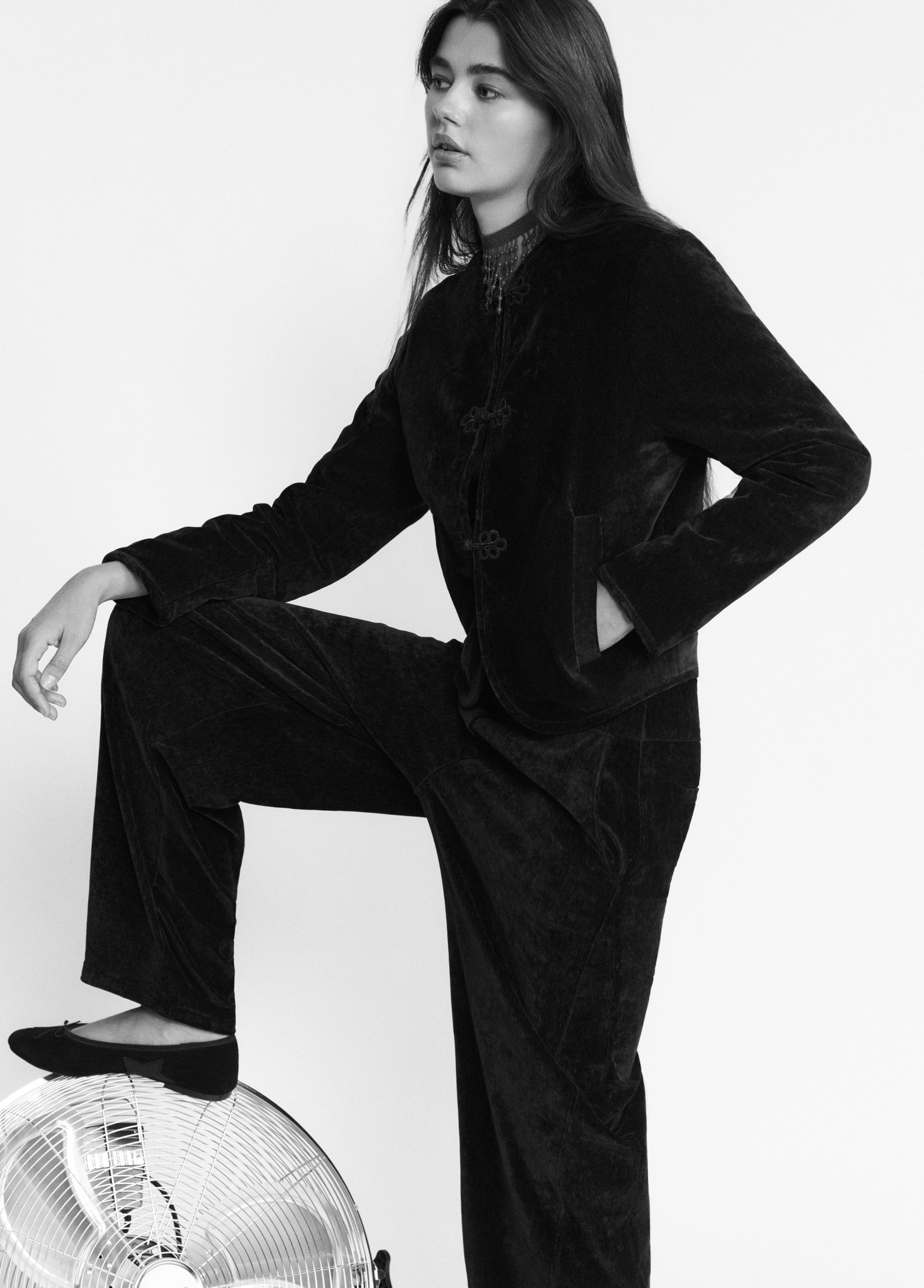 Balloon velvet toggle pants