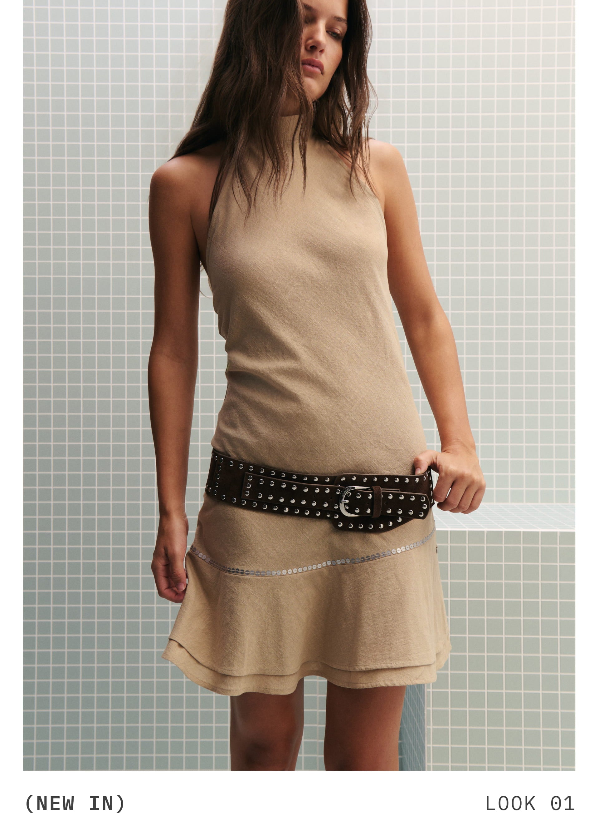Asymmetric studded belt