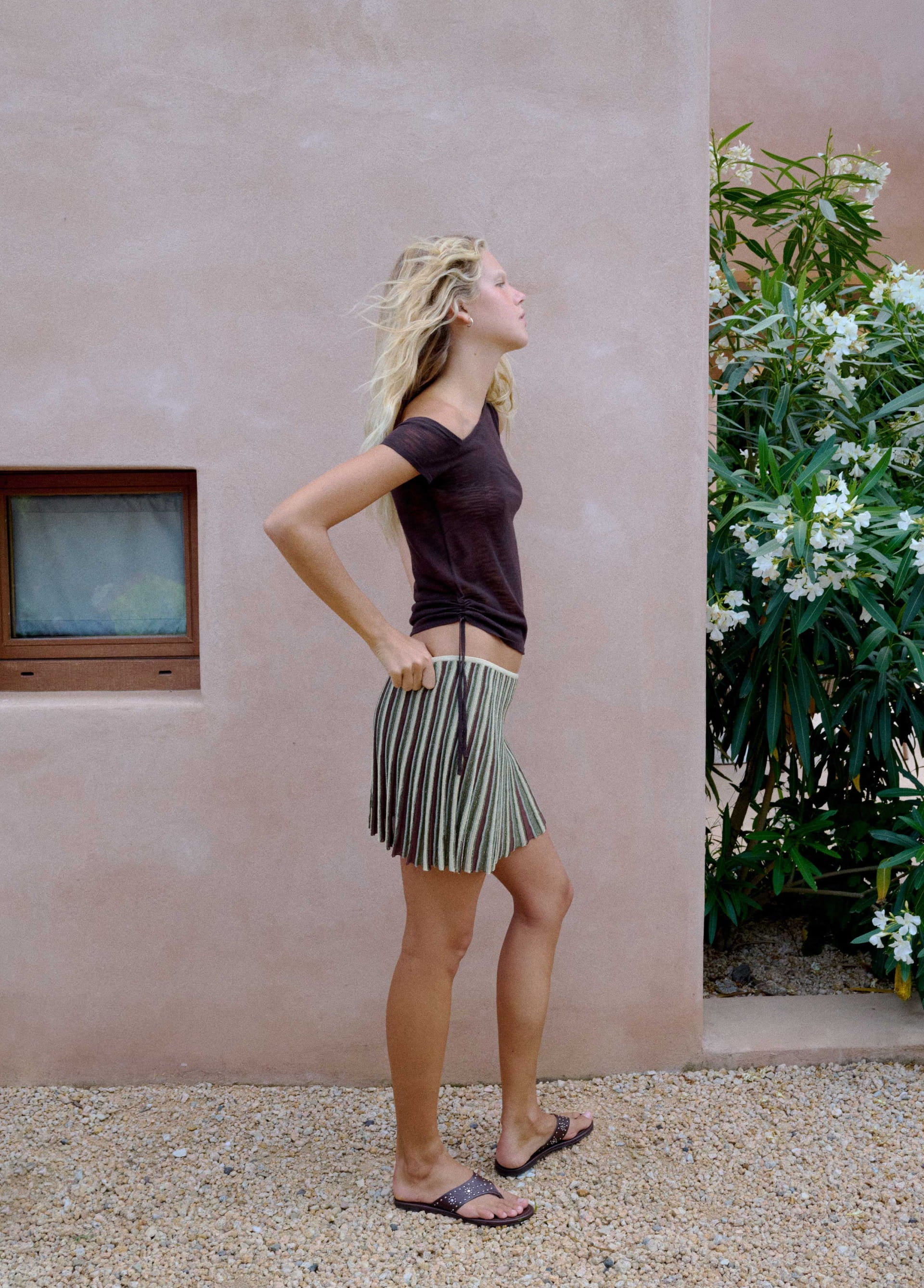 Asymmetric ruched top