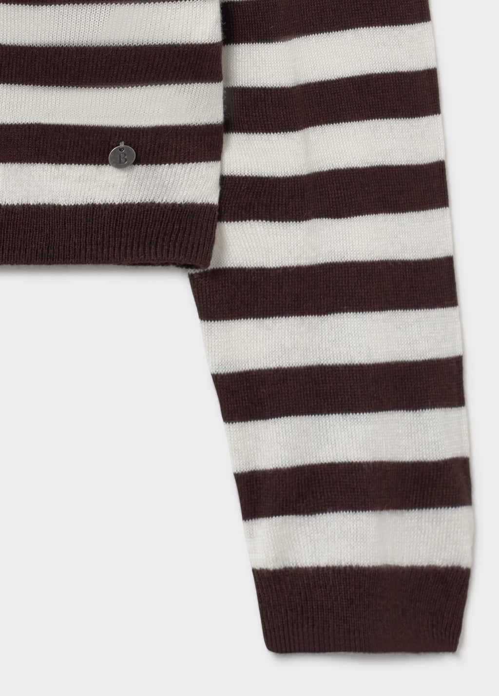 Asymmetrical striped choker sweater