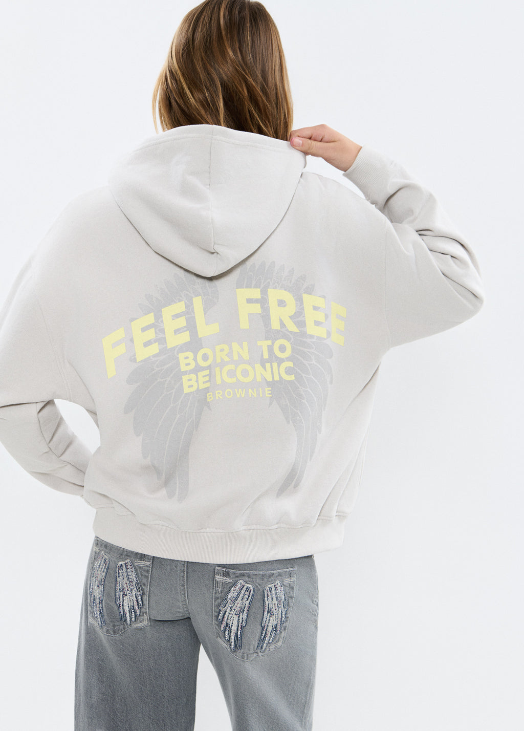 Sudadera capucha print alas