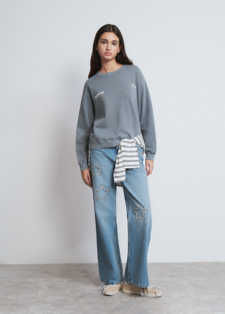 Sweatshirt met logo en sterren