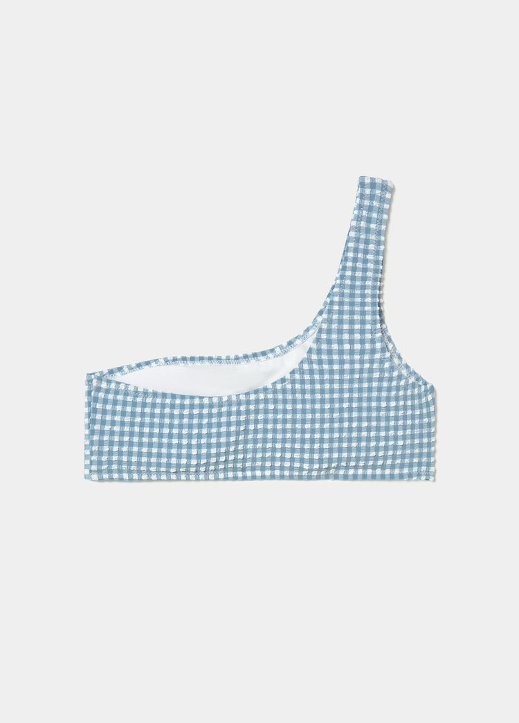 Asymmetric gingham top