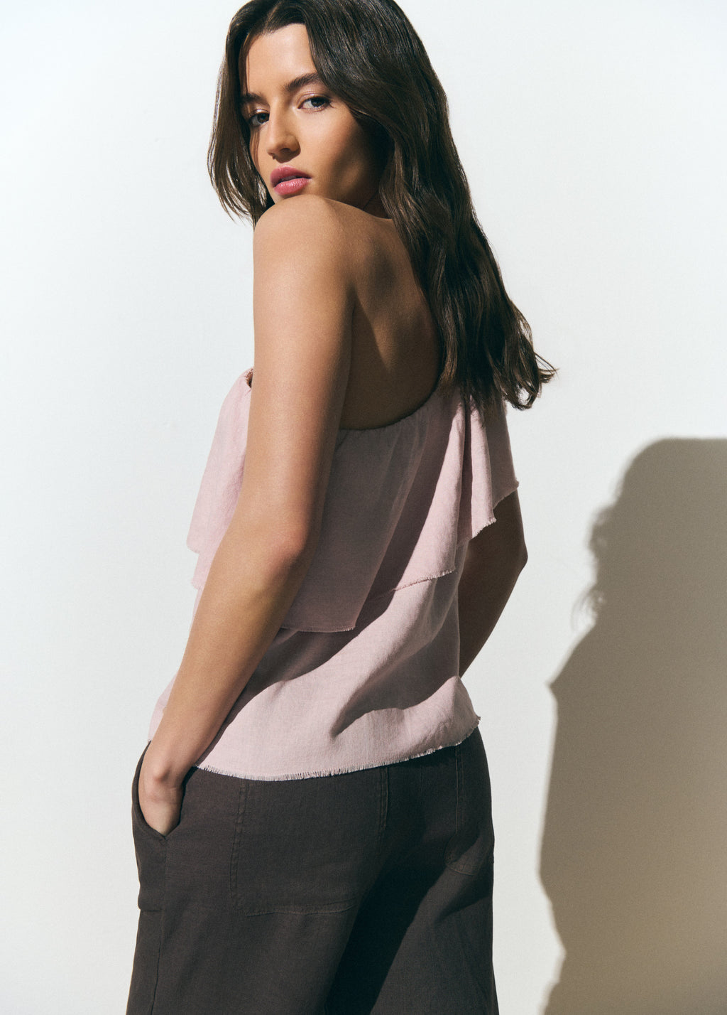 Asymmetrical ruffle top