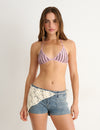 Top de bikini com risca e lurex