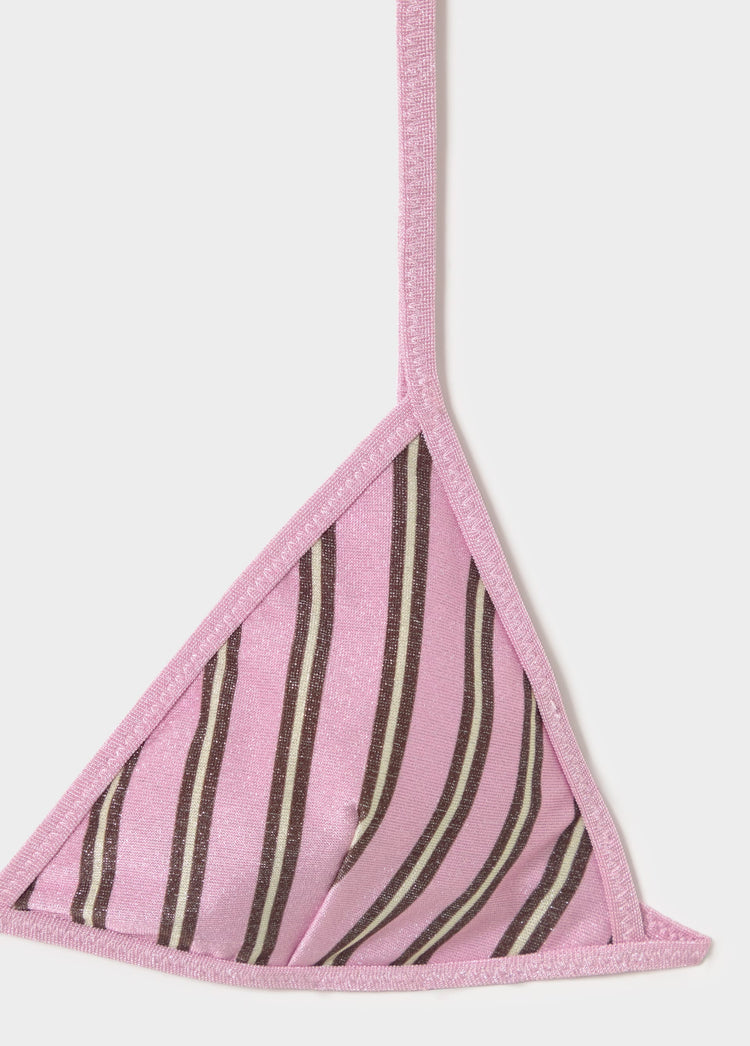 Lurex striped bikini top