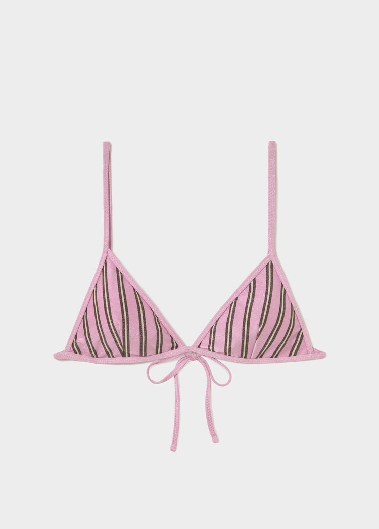 Lurex striped bikini top