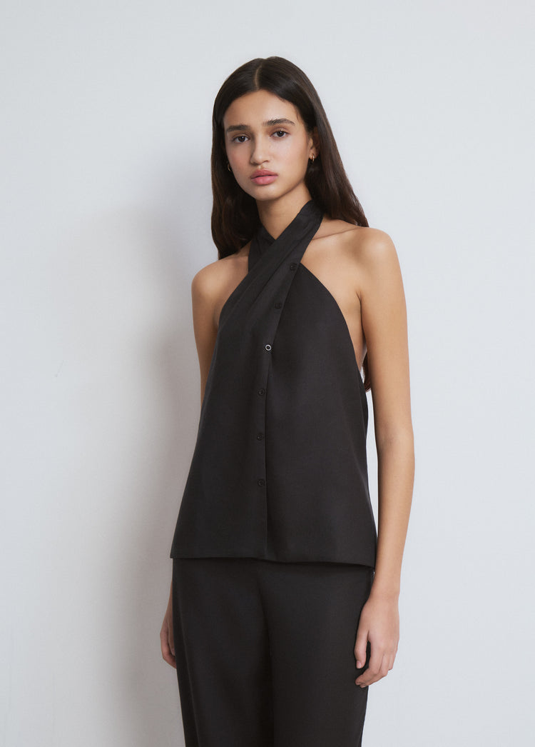 Top with draped button detail