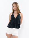 Multilayer ruffle halter top