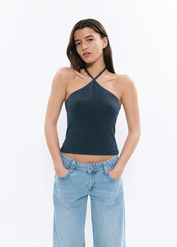 Textured halter top