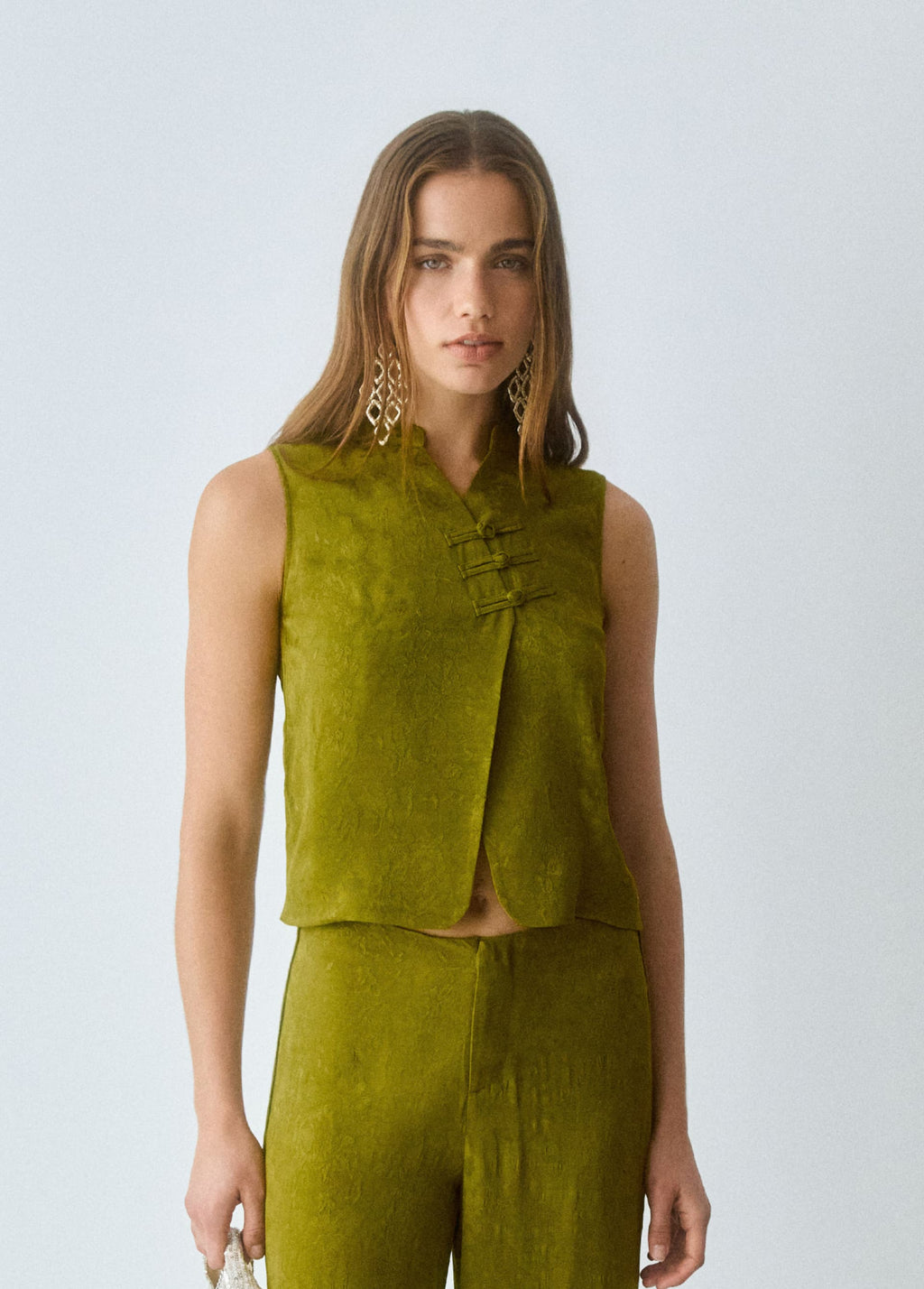 Satin jacquard top