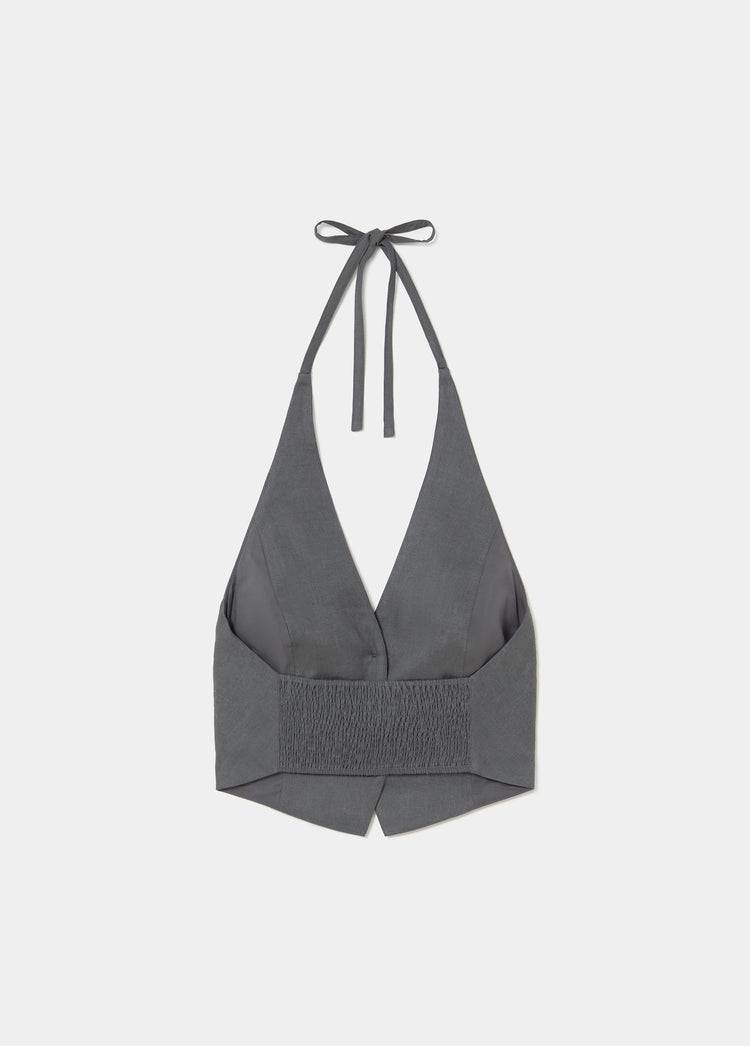 Linen halter top with studs