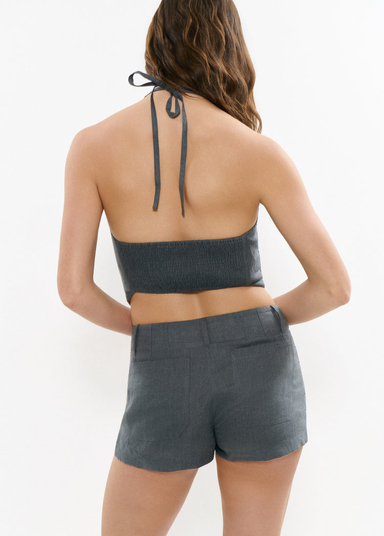Linen halter top with studs