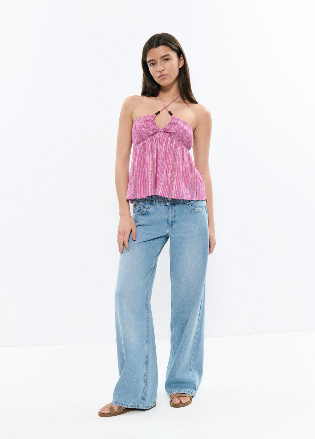 Top halter lurex stripes