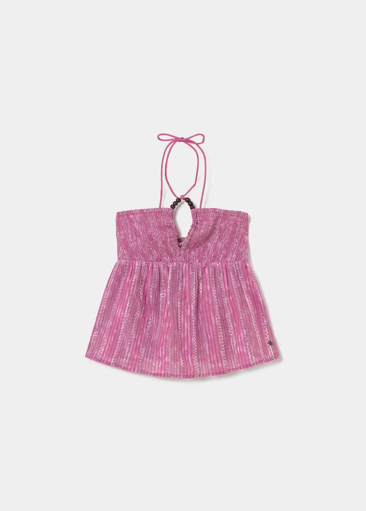 Top halter lurex stripes