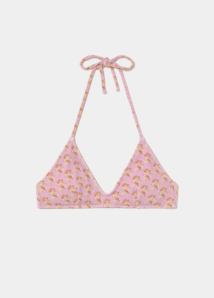 Indian flower print triangle top