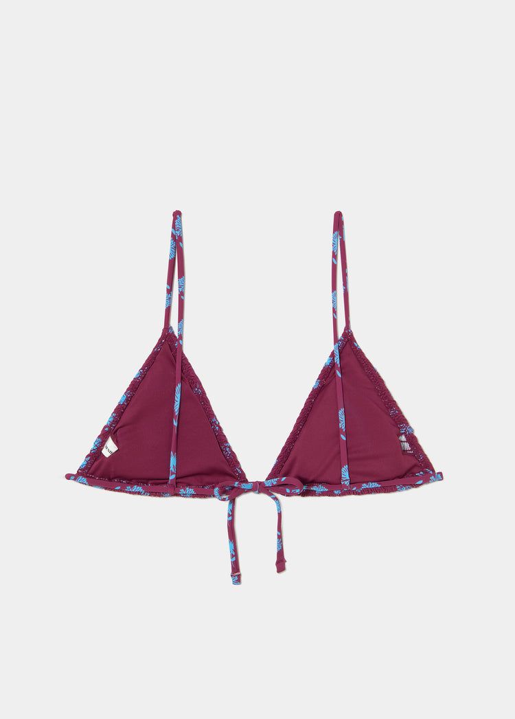 Printed smocked triangular top
