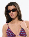 Top triangolare smock stampato